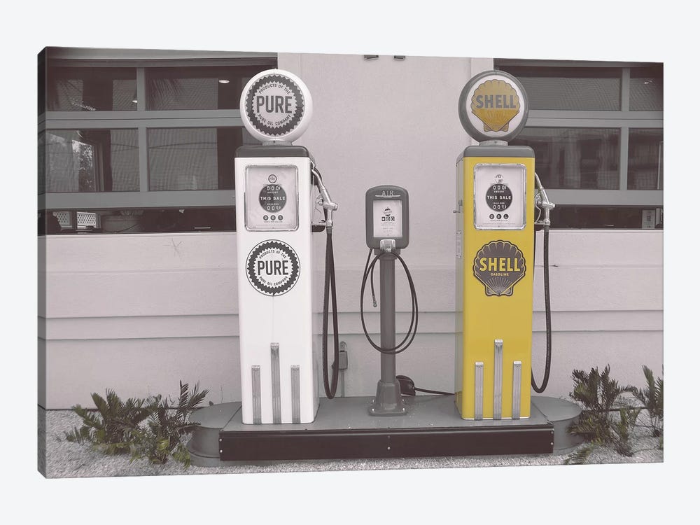 Shell Gass Pump Yellow by Pixy Paper 1-piece Canvas Art Print