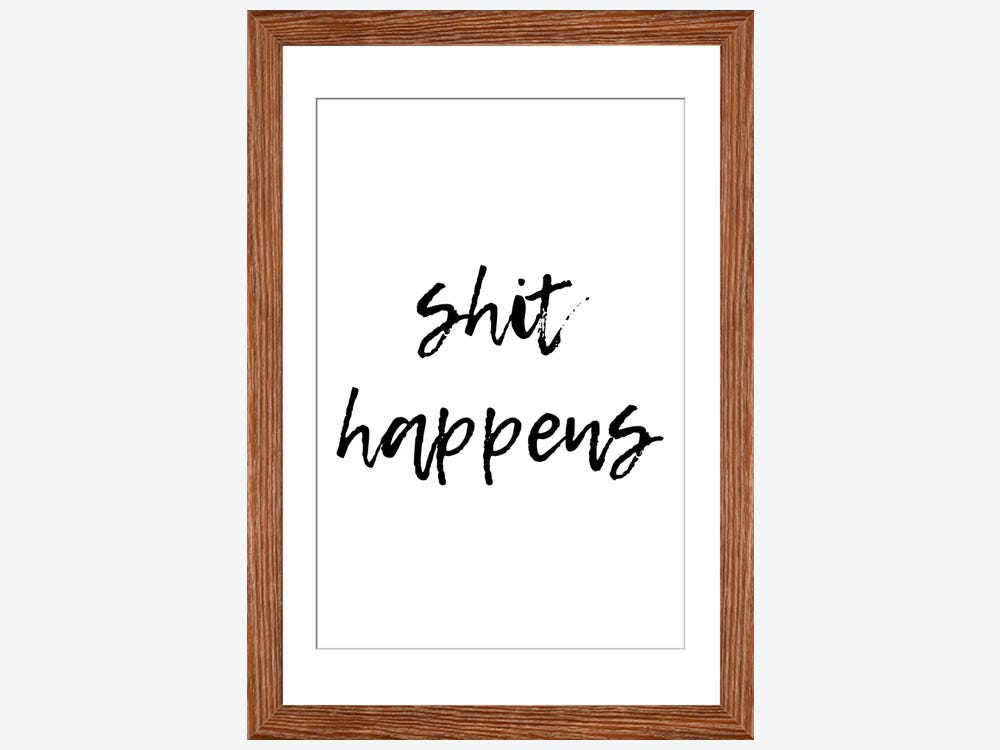 Poster Incl. Frame With the Saying shit Happens but Life Goes On