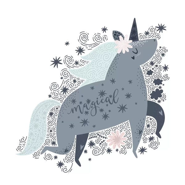 Pixy Paper: Super Unicorn Designs - Grey Magical Unicorn by Pixy Paper