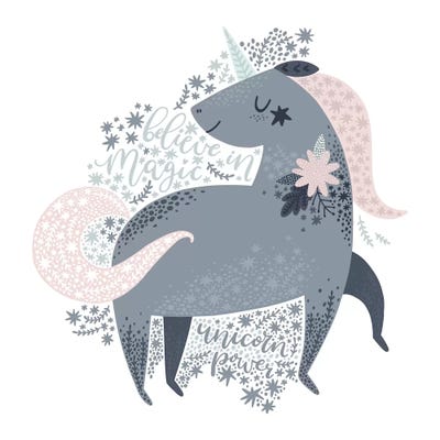 Super Unicorn Designs - Grey Unicorn by Pixy Paper canvas print