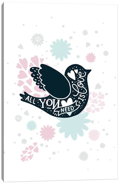 Super Unicorn Designs - Love Bird Canvas Art Print - Pixy Paper