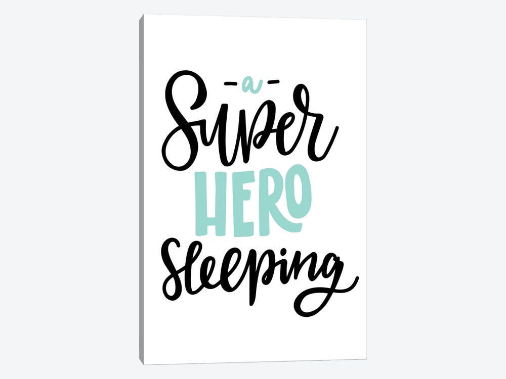 Superhero Sleeping Mint And Black by Pixy Paper 1-piece Canvas Art