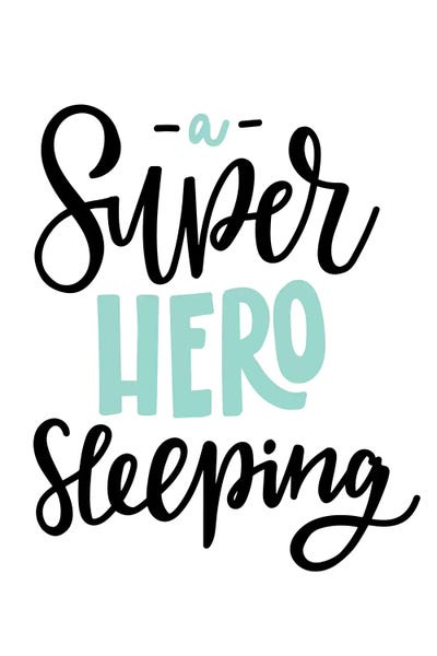 Comic Book Characters: Superhero Sleeping Mint And Black by Pixy Paper