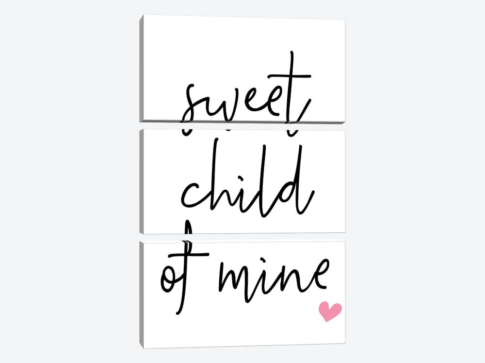 Sweet Child Of Mine Pink by Pixy Paper 3-piece Canvas Art Print