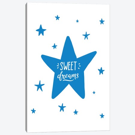 Sweet Dreams Star Blue Super Scandi Canvas Print #PXY472} by Pixy Paper Canvas Art Print