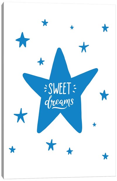 Sweet Dreams Star Blue Super Scandi Canvas Art Print - Pixy Paper
