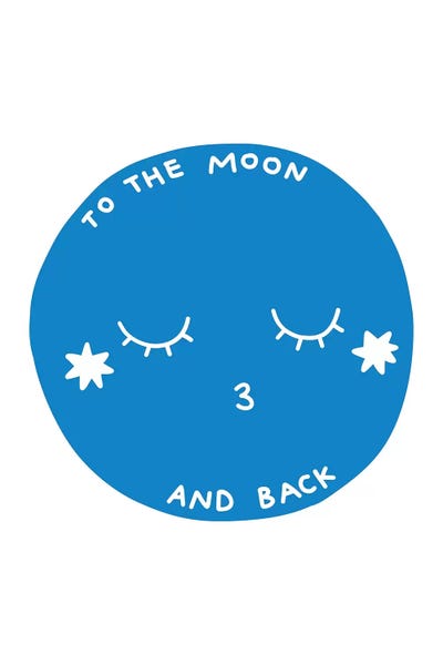 To The Moon And Back Blue Super Scandi by Pixy Paper canvas print