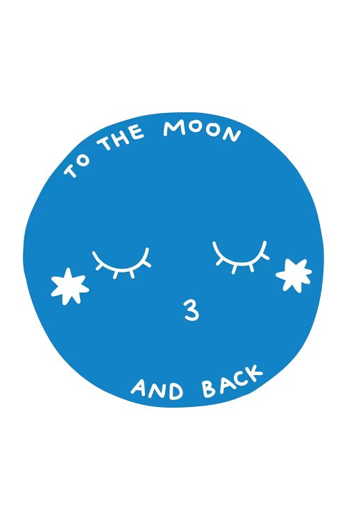 To The Moon And Back Blue Super Scandi by Pixy Paper wall art