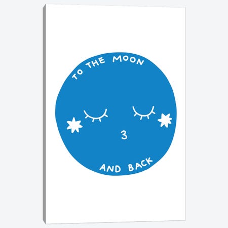 To The Moon And Back Blue Super Scandi Canvas Print #PXY490} by Pixy Paper Canvas Art Print