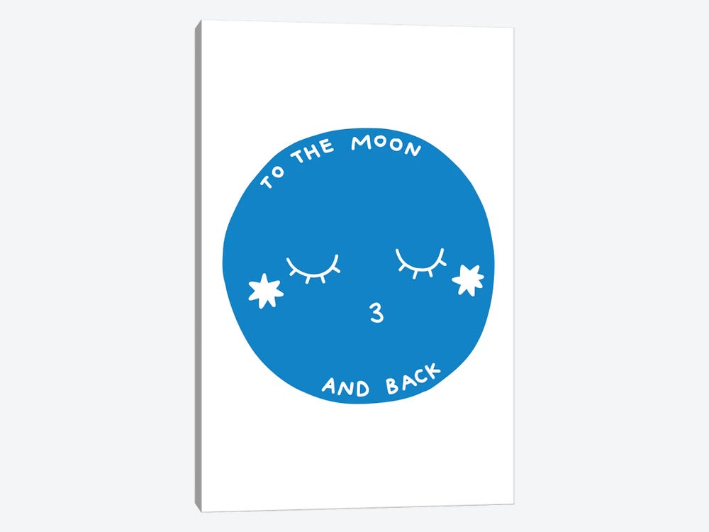 To The Moon And Back Blue Super Scandi by Pixy Paper 1-piece Canvas Wall Art