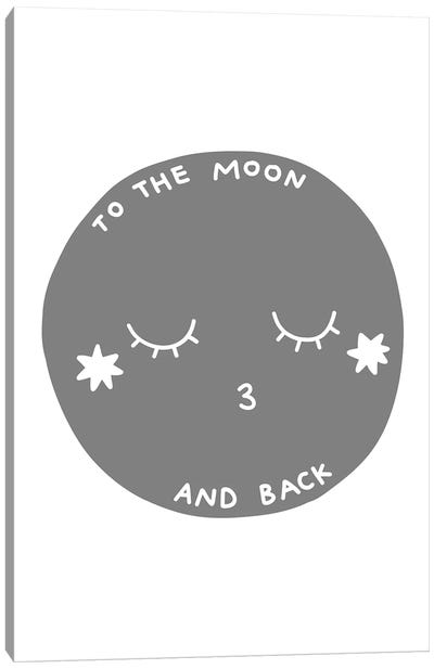 To The Moon And Back Grey Scandi Canvas Art Print - Pixy Paper