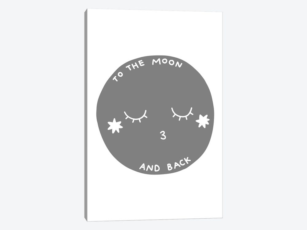 To The Moon And Back Grey Scandi by Pixy Paper 1-piece Canvas Art Print