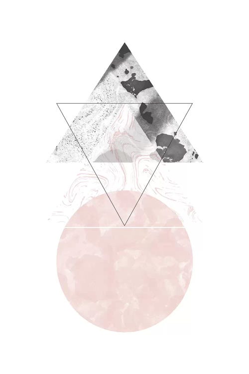 Triangle And Circle Black And Pink Marble Abstract by Pixy Paper wall art