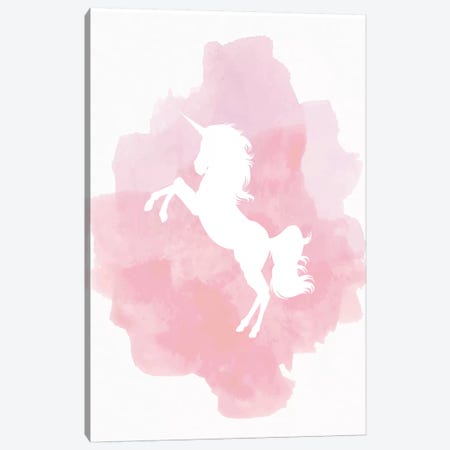Unicorn Pink Watercolour Canvas Print #PXY497} by Pixy Paper Canvas Wall Art