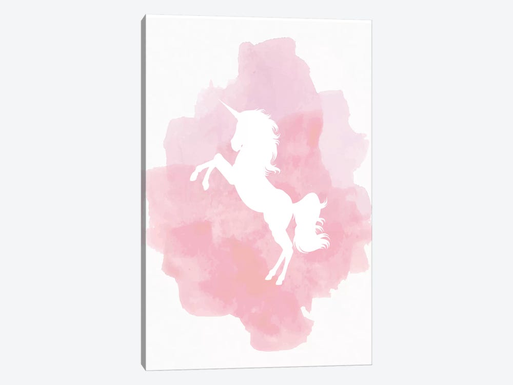Unicorn Pink Watercolour by Pixy Paper 1-piece Canvas Print