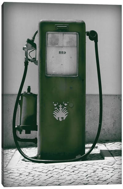 Vintage Dark Green Gas Pump Canvas Art Print - Pixy Paper