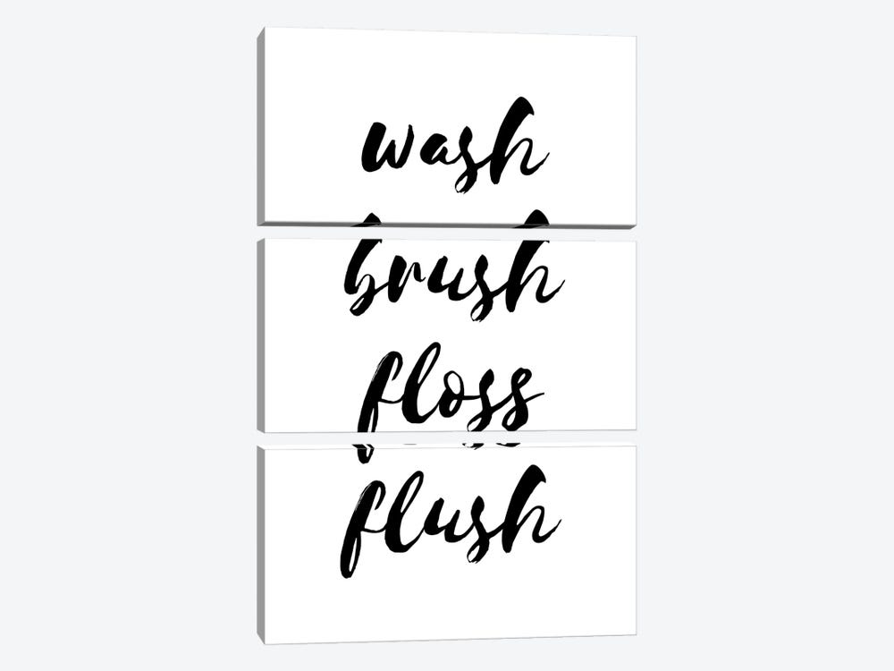 Wash Brush Floss Flush by Pixy Paper 3-piece Canvas Art Print