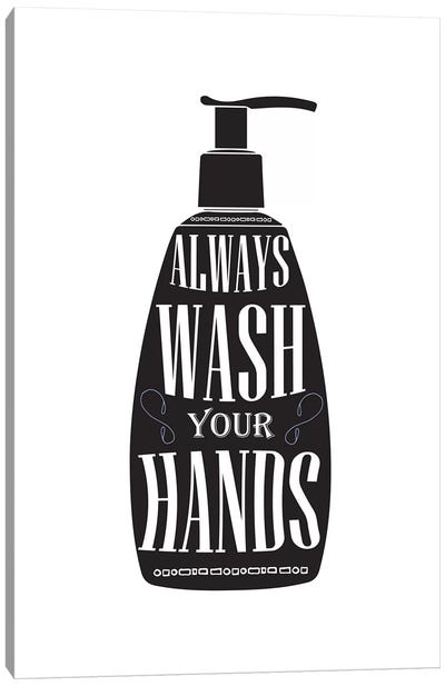 Wash Your Hands Silhouette Canvas Art Print - Pixy Paper