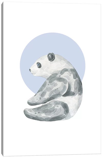 Watercolour Panda With Blue Canvas Art Print - Pixy Paper