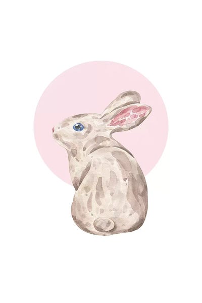 Watercolour Rabbit With Pink by Pixy Paper canvas print