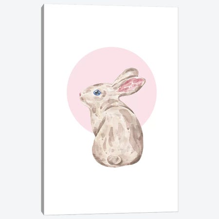 Watercolour Rabbit With Pink Canvas Print #PXY512} by Pixy Paper Canvas Wall Art