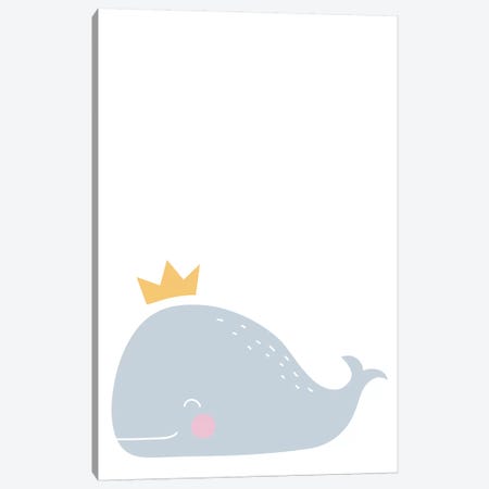 Whale With Crown Canvas Print #PXY516} by Pixy Paper Art Print