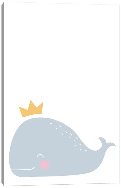 Whale With Crown Canvas Art Print - Pixy Paper