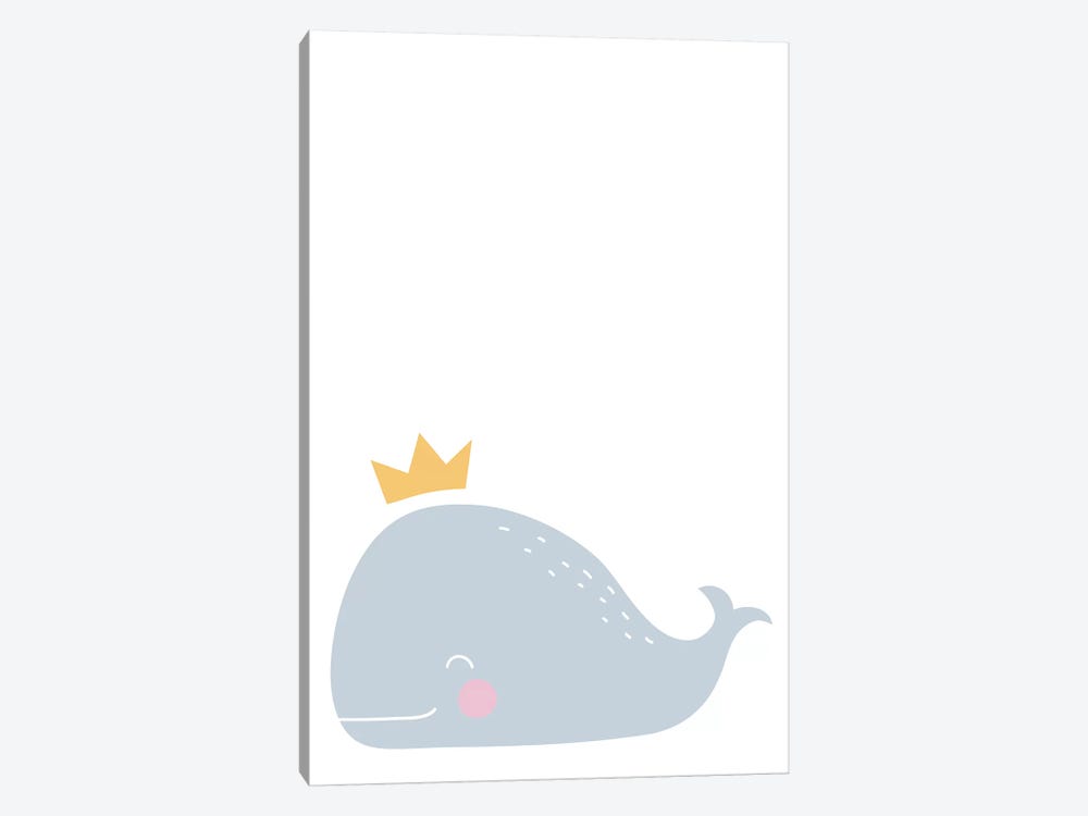 Whale With Crown by Pixy Paper 1-piece Canvas Print