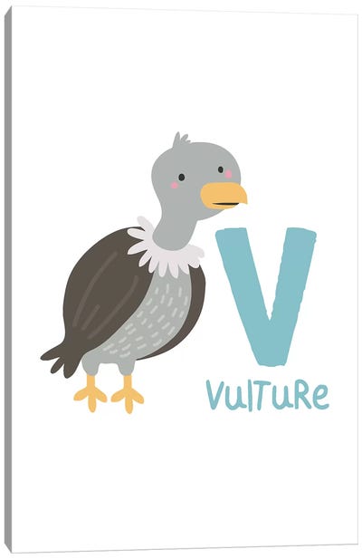 Animal Alphabet - V Canvas Art Print - Vultures
