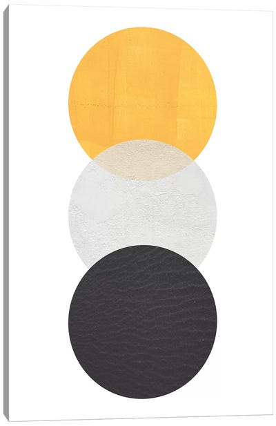 Yellow And Black Circles Canvas Art Print - Black, White & Yellow Art