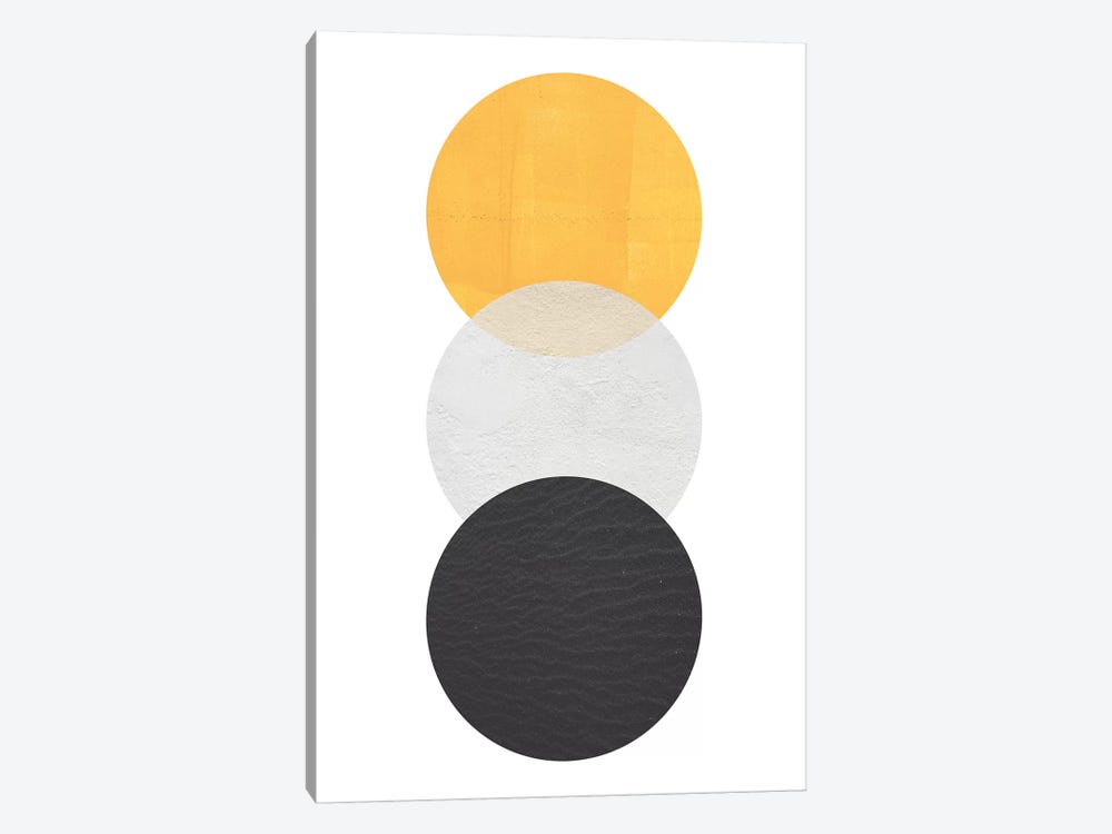Yellow And Black Circles by Pixy Paper 1-piece Canvas Print