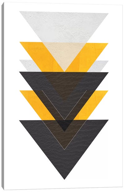 Yellow And Black Triangles Canvas Art Print - Black, White & Yellow Art