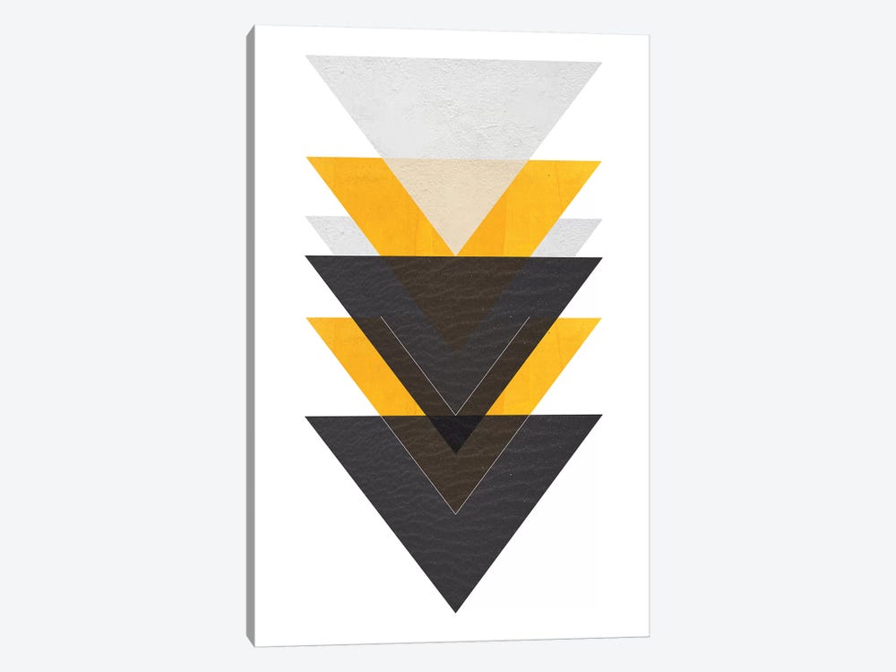 Yellow And Black Triangles by Pixy Paper 1-piece Art Print