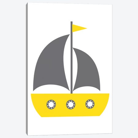 Yellow Boat Nordic Design Canvas Print #PXY537} by Pixy Paper Canvas Art Print