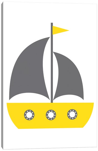 Yellow Boat Nordic Design Canvas Art Print - Pixy Paper