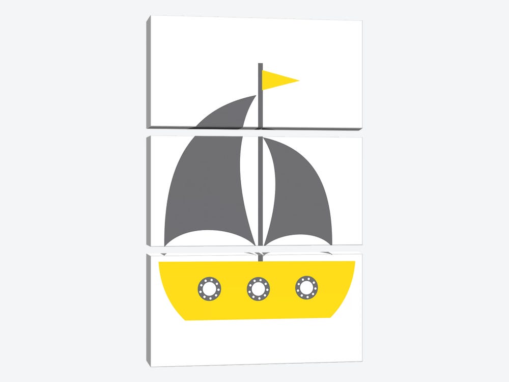 Yellow Boat Nordic Design by Pixy Paper 3-piece Canvas Art