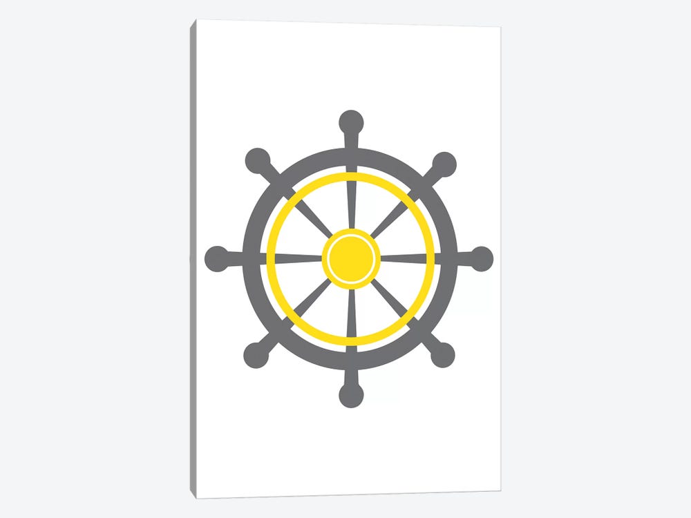 Yellow Boat Wheel Nordic Design by Pixy Paper 1-piece Art Print