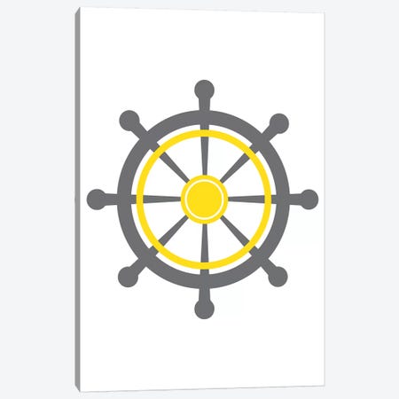 Yellow Boat Wheel Nordic Design Canvas Print #PXY538} by Pixy Paper Canvas Art