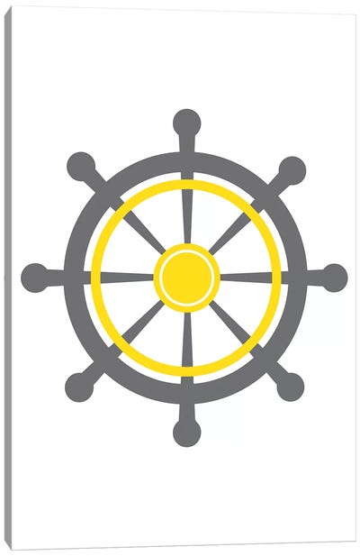 Yellow Boat Wheel Nordic Design Canvas Art Print - Pixy Paper