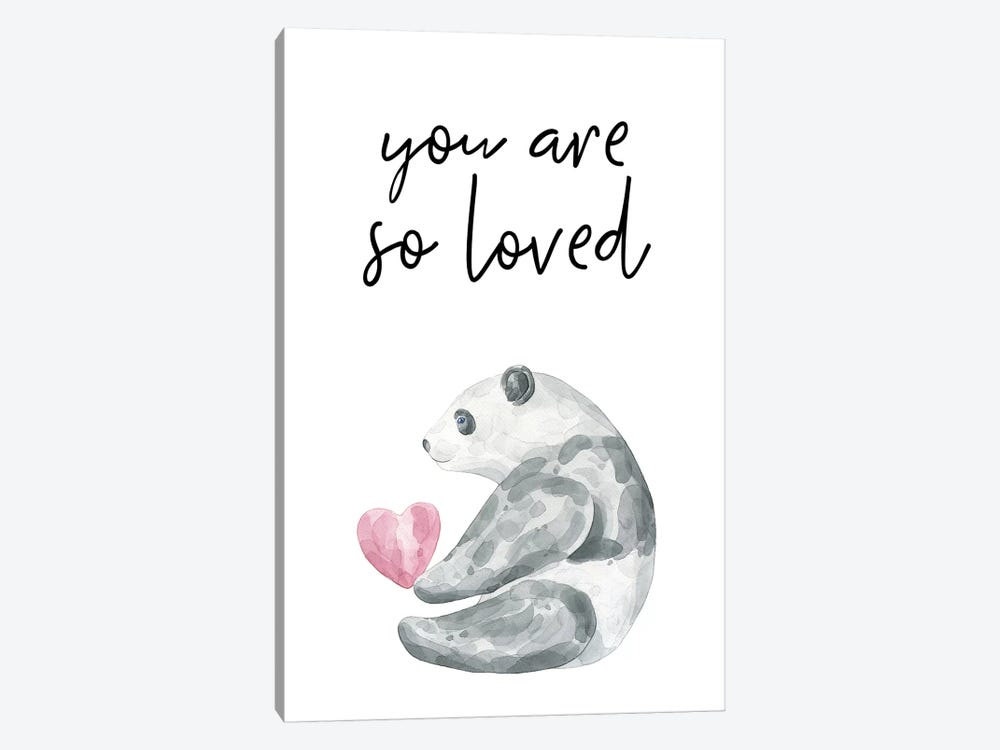 You Are So Loved Panda Watercolour by Pixy Paper 1-piece Canvas Art