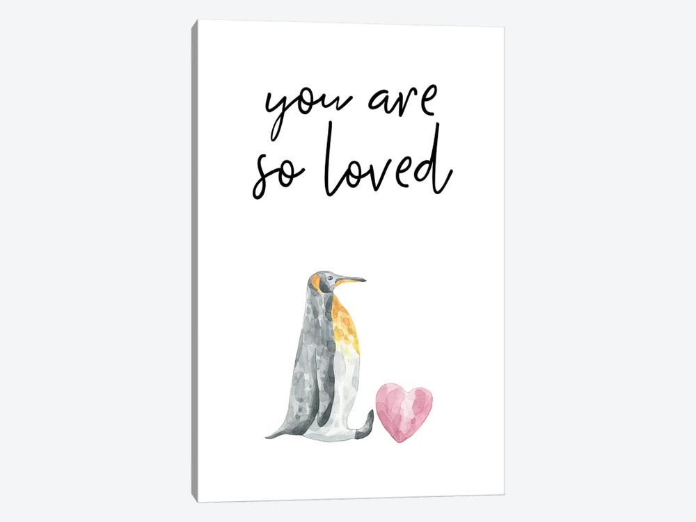 You Are So Loved Penguin Watercolour by Pixy Paper 1-piece Canvas Art Print