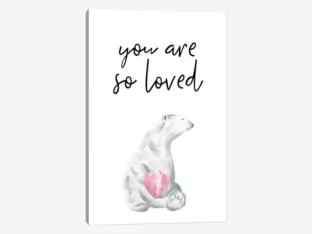 You Are So Loved Polar Bear Watercolour by Pixy Paper 1-piece Canvas Art
