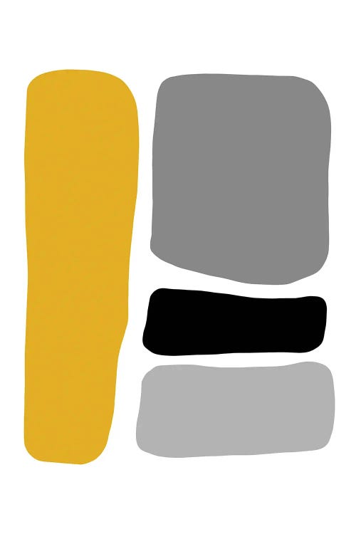 Abstract Hobbled Stones Mustard And Black Four