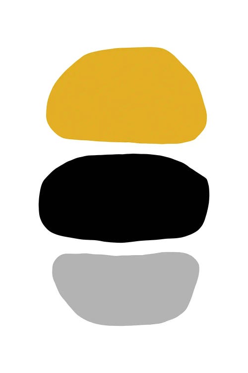 Abstract Hobbled Stones Mustard And Black Three by Pixy Paper wall art