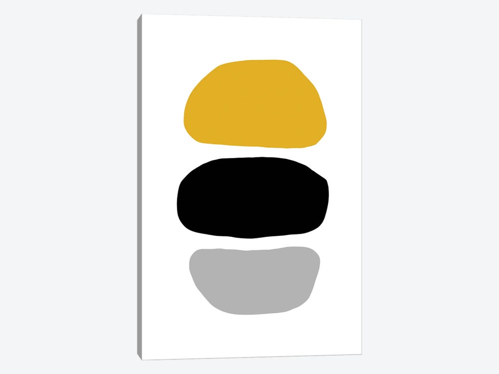 Abstract Hobbled Stones Mustard And Black Three by Pixy Paper 1-piece Art Print