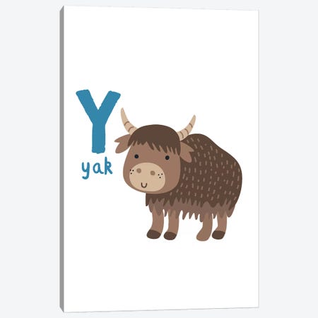 Animal Alphabet - Y Canvas Print #PXY55} by Pixy Paper Canvas Wall Art