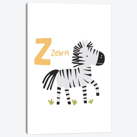 Animal Alphabet - Z Canvas Print #PXY56} by Pixy Paper Canvas Art