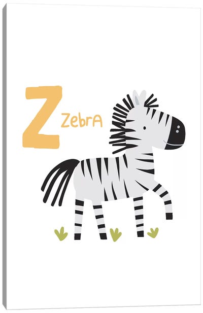 Animal Alphabet - Z Canvas Art Print - Letter Z