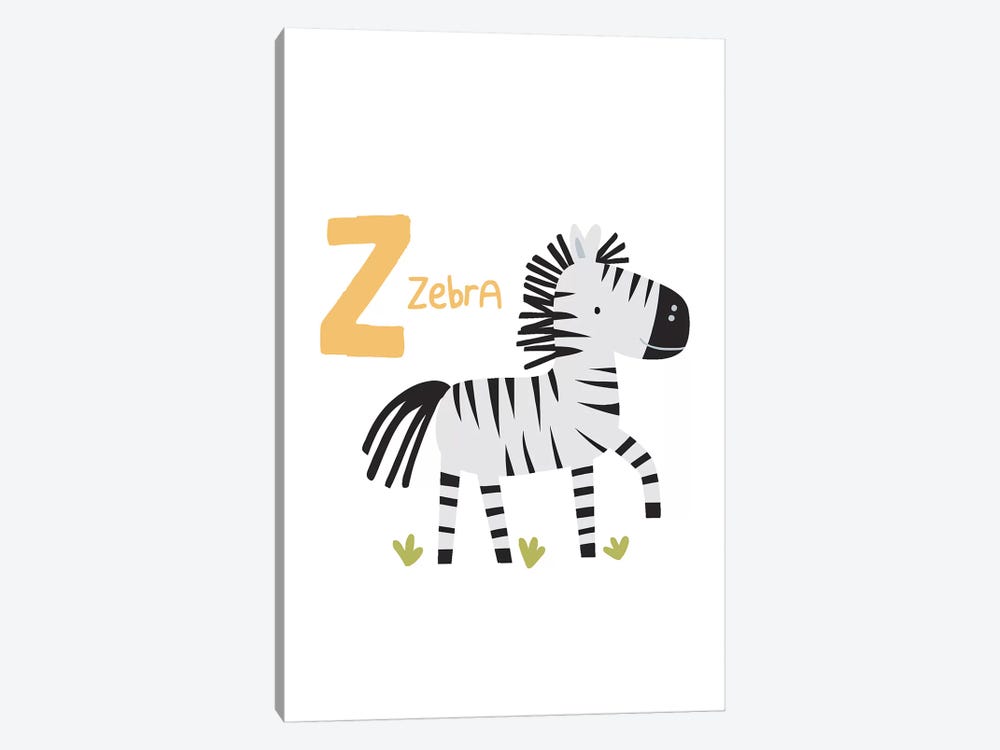 Animal Alphabet - Z by Pixy Paper 1-piece Canvas Print