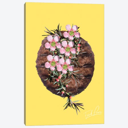 Food Porn, Burger On Yellow Canvas Print #PXY570} by Pixy Paper Canvas Art